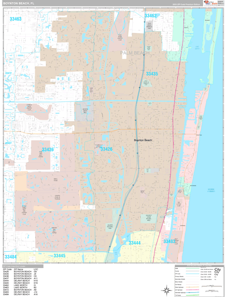 Boynton Beach, FL Wall Map